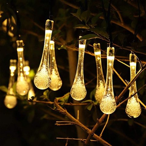 Lampki solarne ogrodowe sople 6,5m 30LED ciepły biały Lampki solarne ogrodowe sople 6,5m 30LED ciepły biały