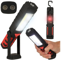 Lampa warsztatowa latarka 3w1 5 trybów USB magnes hak akumulator 1200 mAh