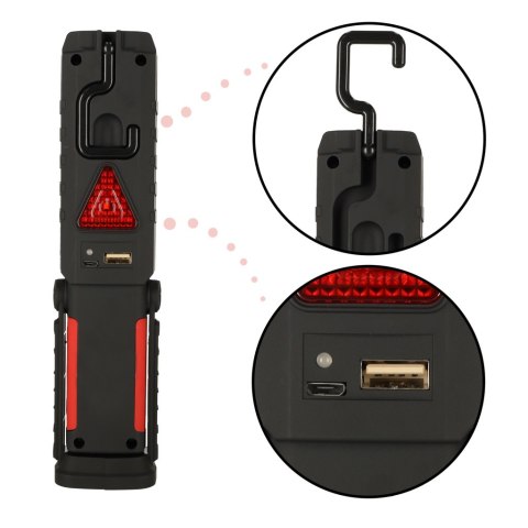 Lampa warsztatowa latarka 3w1 5 trybów USB magnes hak akumulator 1200 mAh Lampa warsztatowa latarka 3w1 5 trybów USB magnes hak akumulator 1200 mAh