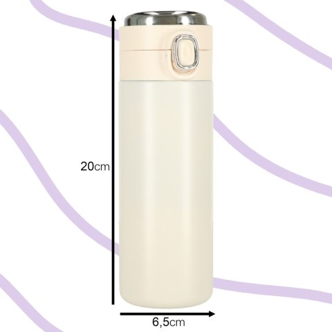 Kubek bidon termiczny z ustnikiem termos LED 420ml beżowy Kubek bidon termiczny z ustnikiem termos LED 420ml beżowy