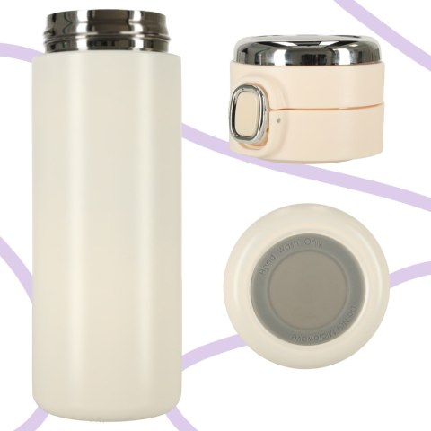 Kubek bidon termiczny z ustnikiem termos LED 420ml beżowy Kubek bidon termiczny z ustnikiem termos LED 420ml beżowy