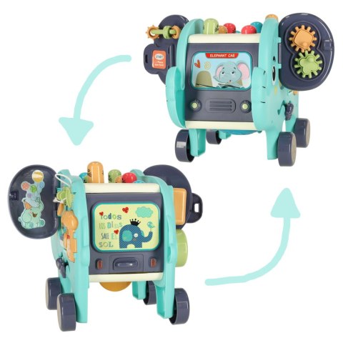 Słonik interaktywny montessori wbijak sorter klocki młotek 26cm Słonik interaktywny montessori wbijak sorter klocki młotek 26cm