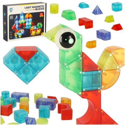 Zestaw klocków magnetycznych klocki magnetyczne świecące 32 el. Zestaw klocków magnetycznych klocki magnetyczne świecące 32 el.