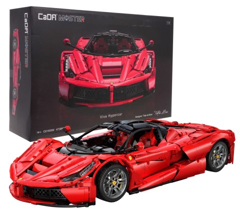 Klocki konstrukcyjne CaDA Master 4739 el. Auto Viva Hypercar dla dzieci 14+ Model 1:8 + Ruchome elementy + Gumowe opony