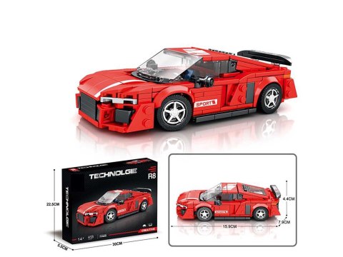 Zestaw Klocków Auto Sportowe Czerwone klocki 413el. Reobrix Zestaw Klocków Auto Sportowe Czerwone klocki 413el. Reobrix