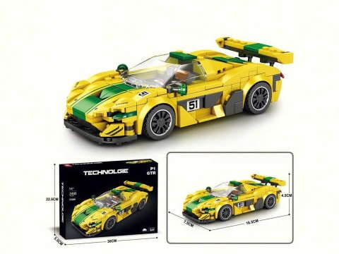 Zestaw Klocków Technicznych auto sportowe Żółte 368el. Reobrix Zestaw Klocków Technicznych auto sportowe Żółte 368el. Reobrix