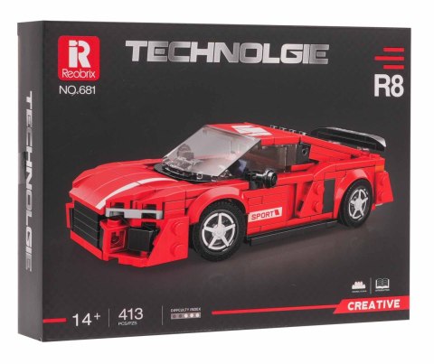 Zestaw Klocków Auto Sportowe Czerwone klocki 413el. Reobrix Zestaw Klocków Auto Sportowe Czerwone klocki 413el. Reobrix