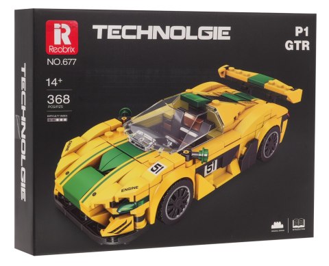 Zestaw Klocków Technicznych auto sportowe Żółte 368el. Reobrix Zestaw Klocków Technicznych auto sportowe Żółte 368el. Reobrix