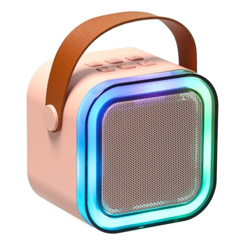 Zestaw do karaoke 2 mikrofony + głośnik przenośny BLUETOOTH USB LED różowy Zestaw do karaoke 2 mikrofony + głośnik przenośny BLUETOOTH USB LED różowy