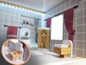 Domek dla lalek drewniany MDF mebelki 78cm czarny LED Domek dla lalek drewniany MDF mebelki 78cm czarny LED