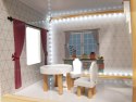 Domek dla lalek drewniany MDF mebelki 78cm czarny LED Domek dla lalek drewniany MDF mebelki 78cm czarny LED