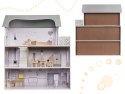 Domek dla lalek drewniany mebelki 70cm szary Domek dla lalek drewniany mebelki 70cm szary