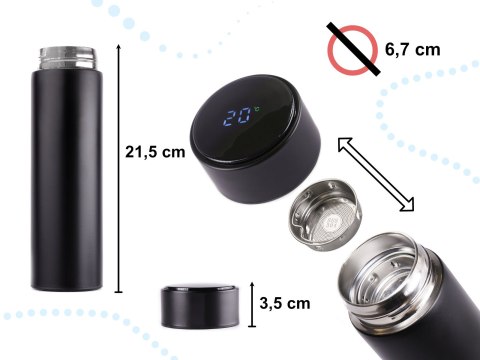 Kubek bidon termiczny termos smart LED 500ml czarny Kubek bidon termiczny termos smart LED 500ml czarny
