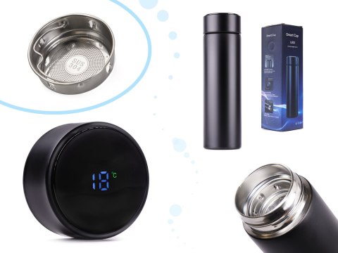 Kubek bidon termiczny termos smart LED 500ml czarny Kubek bidon termiczny termos smart LED 500ml czarny