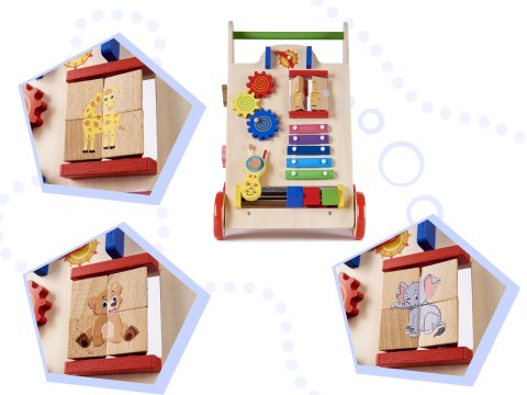 Drewniany pchacz chodzik kostka edukacyjna 6w1 Drewniany pchacz chodzik kostka edukacyjna 6w1
