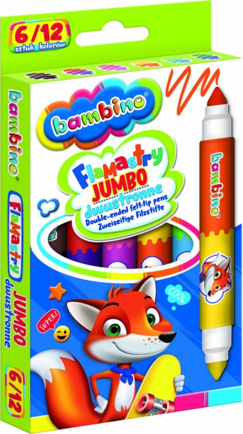 BAMBINO Flamastry Mazaki dwustronne Jumbo 6 sztuk/12 kolorów BAMBINO Flamastry Mazaki dwustronne Jumbo 6 sztuk/12 kolorów