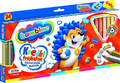 BAMBINO Kredki trójkątne w oprawie drewnianej 24 kolorów + temperówka BAMBINO Kredki trójkątne w oprawie drewnianej 24 kolorów + temperówka