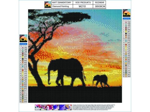 Haft Diamentowy Slonie Obraz Mozaika Diamentowa Diamond Painting 30x30cm Haft Diamentowy Slonie Obraz Mozaika Diamentowa Diamond Painting 30x30cm
