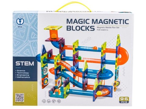 Klocki Magnetyczne, Tor Kulkowy Dla Kulek 96 Elementów Kulodrom Klocki Magnetyczne, Tor Kulkowy Dla Kulek 96 Elementów Kulodrom