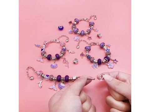 Zestaw Do Robienia Biżuterii Bransoletek Charmsy, 66el. + Kosmetyczka